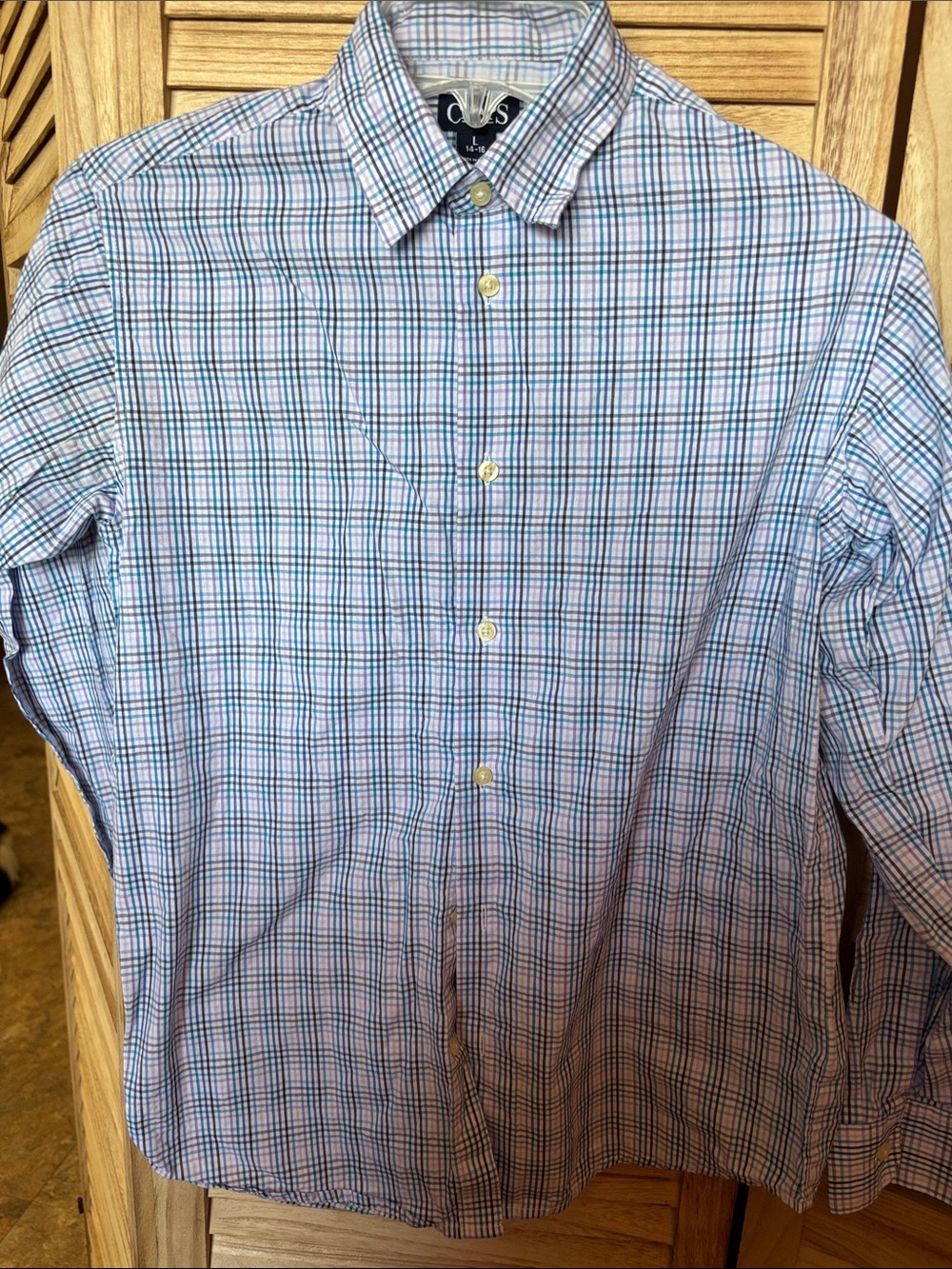Chaps Boys Plaid Button-Down Shirt - Large